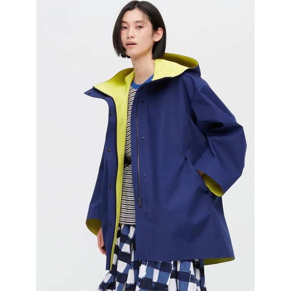 Marni x Uniqlo Blocktech Overside Half Coat Navy Blue Yellow Women's Size XL - Picture 1 of 9